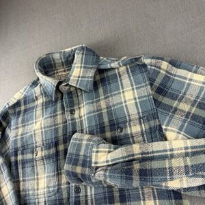 Schott Bros Shirt Men's S Blue Flannel Flap Work Pockets Plaid Outdoor American